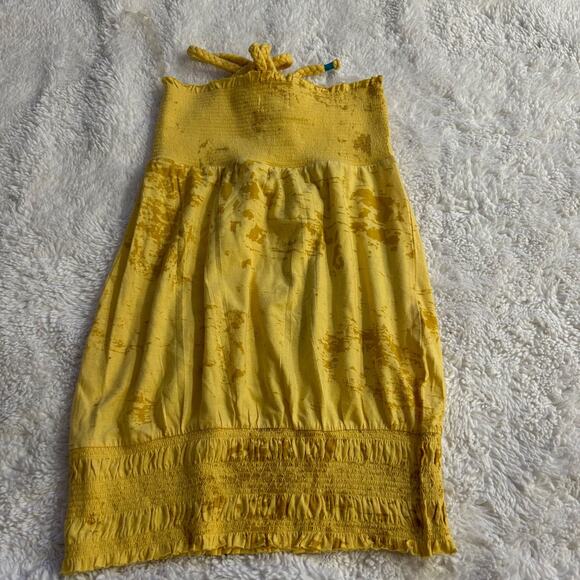 MUDD Vintage Y2K Yellow Halter Graphic Top Womens in Side Medium Cotton Blend - Picture 2 of 5